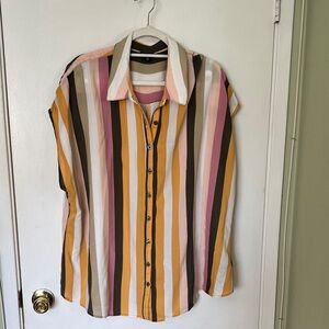 Torrid Multicolor Striped Button Down Shirt